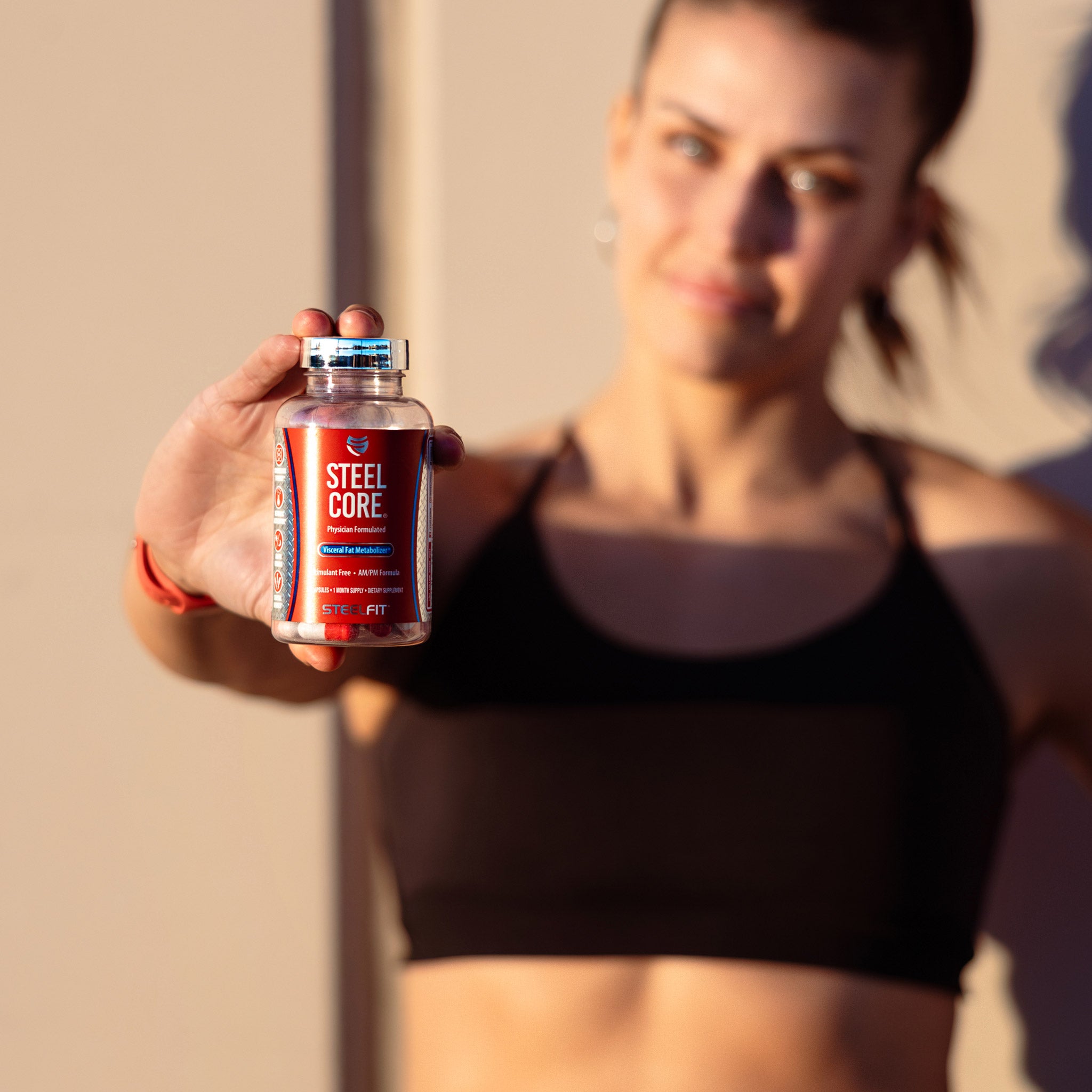 pretty woman showing Steel Core bottle