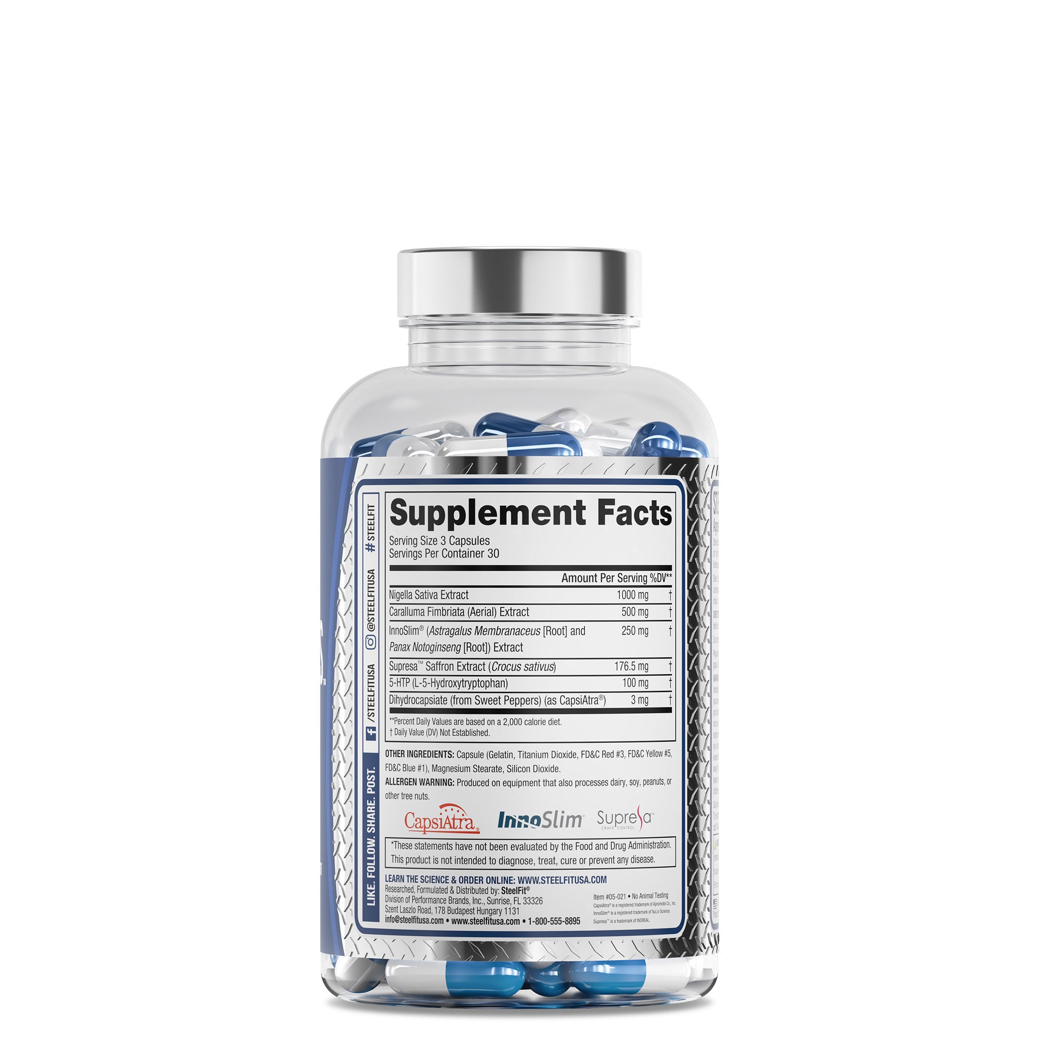 Steel Suppress Stimulant-Free Appetite Suppressant by SteelFit Supplement Facts