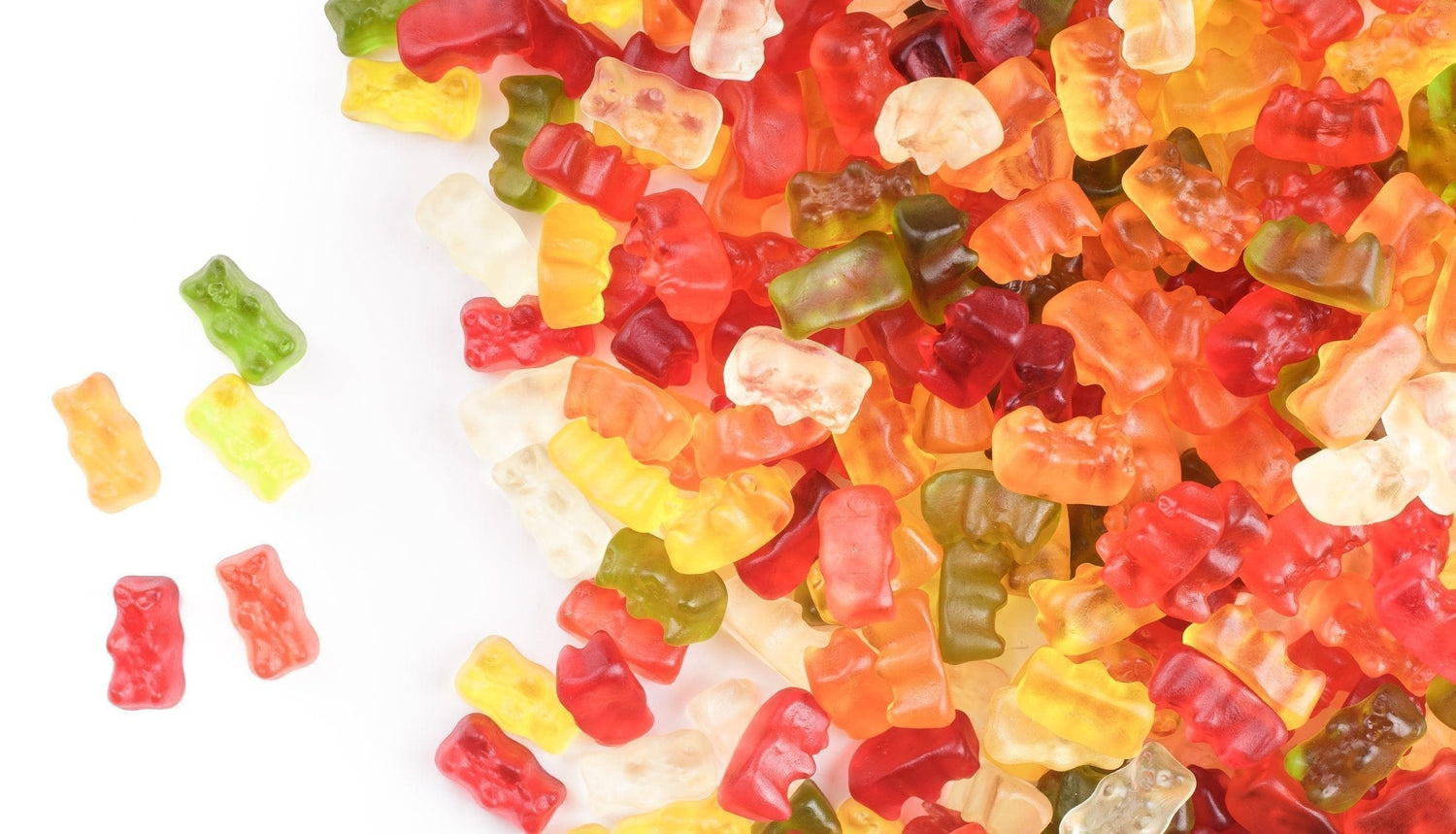 A large pile of low calorie gummy bears made using SteelFit BCAA’s