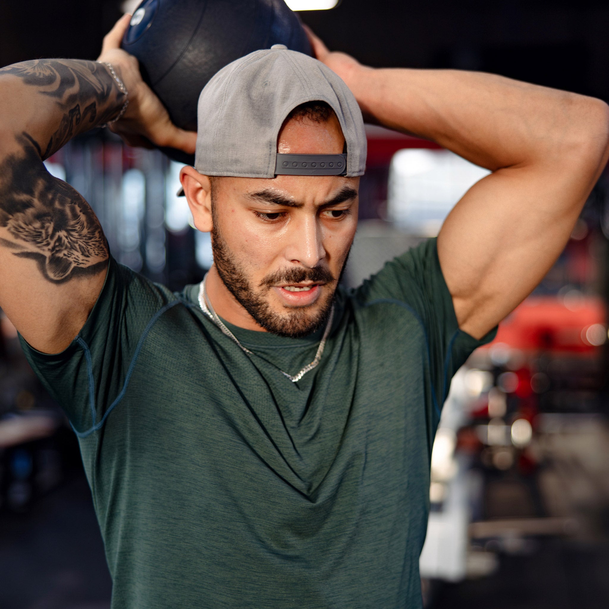 Man slamming workout ball