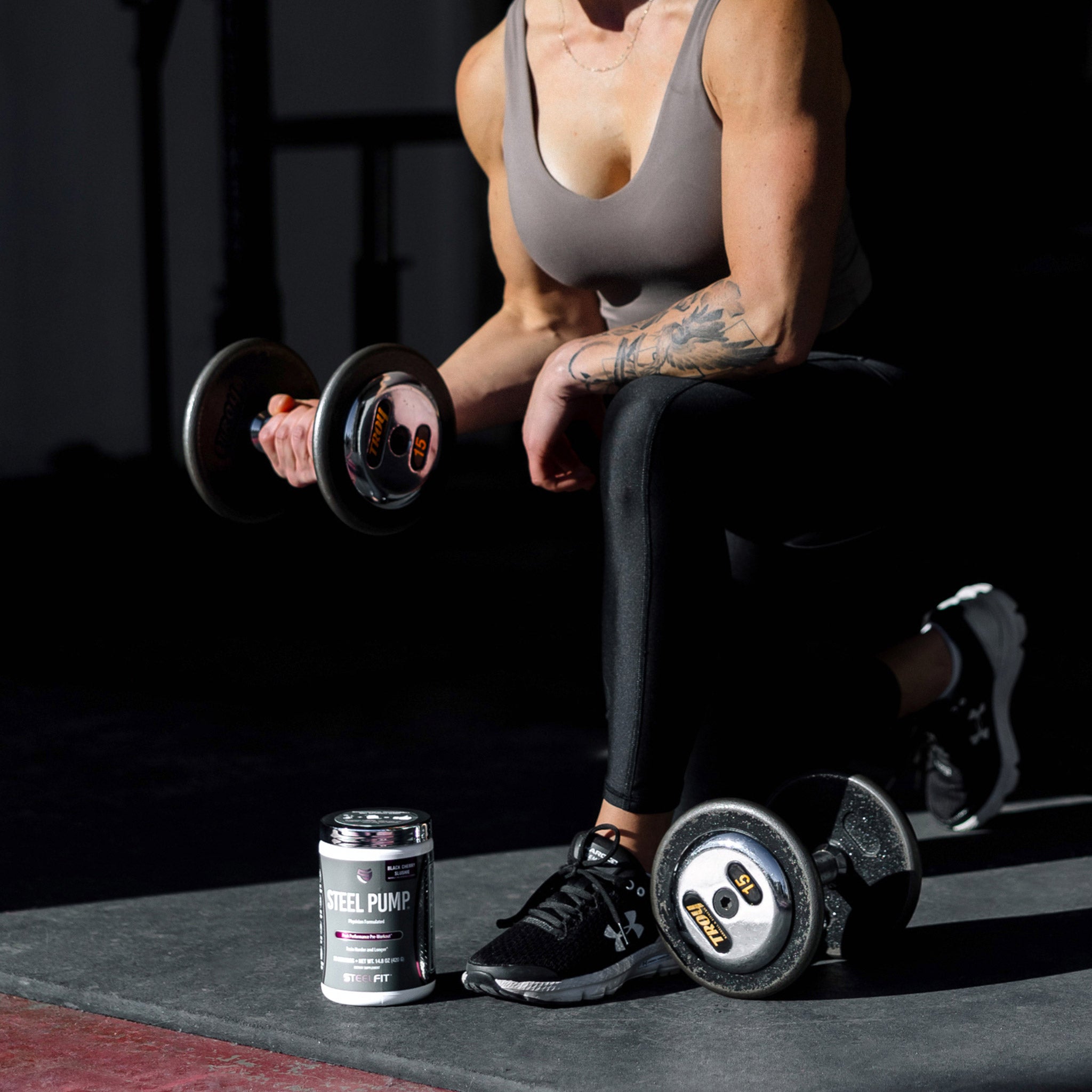 Woman with pump pre workout