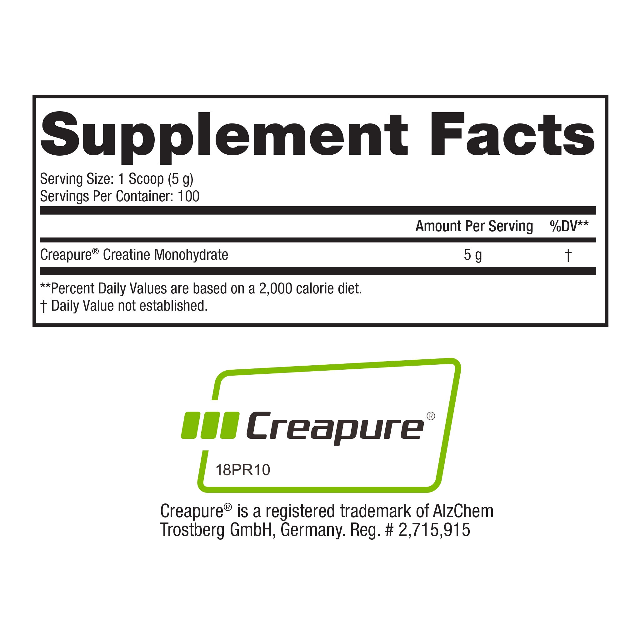 pure steel creatine monohydrate 100 servings creapure supplement facts