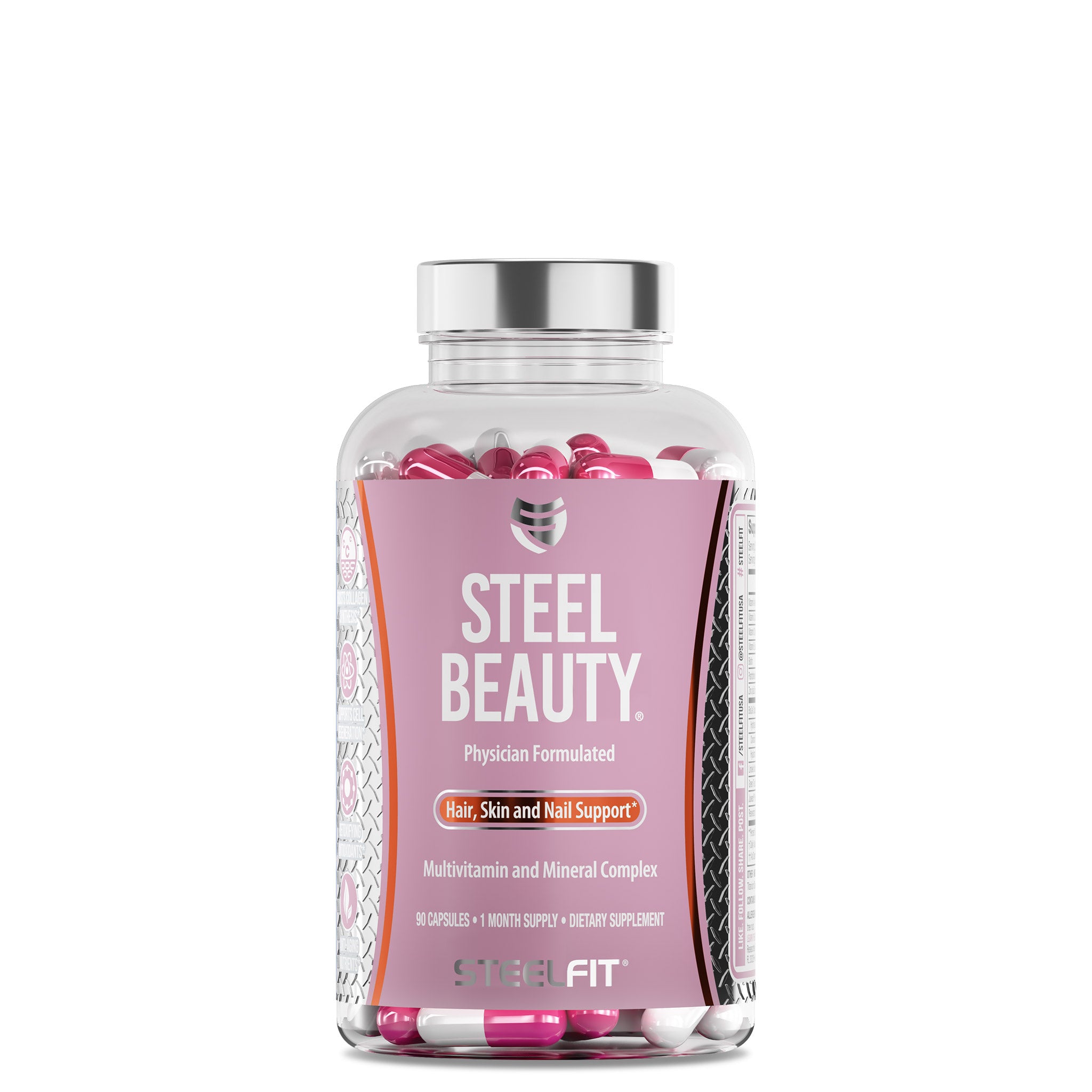 steel beauty hair skin and nail multivitamin with biotin and natural ingredients for strong nails and beautiful hair and skin