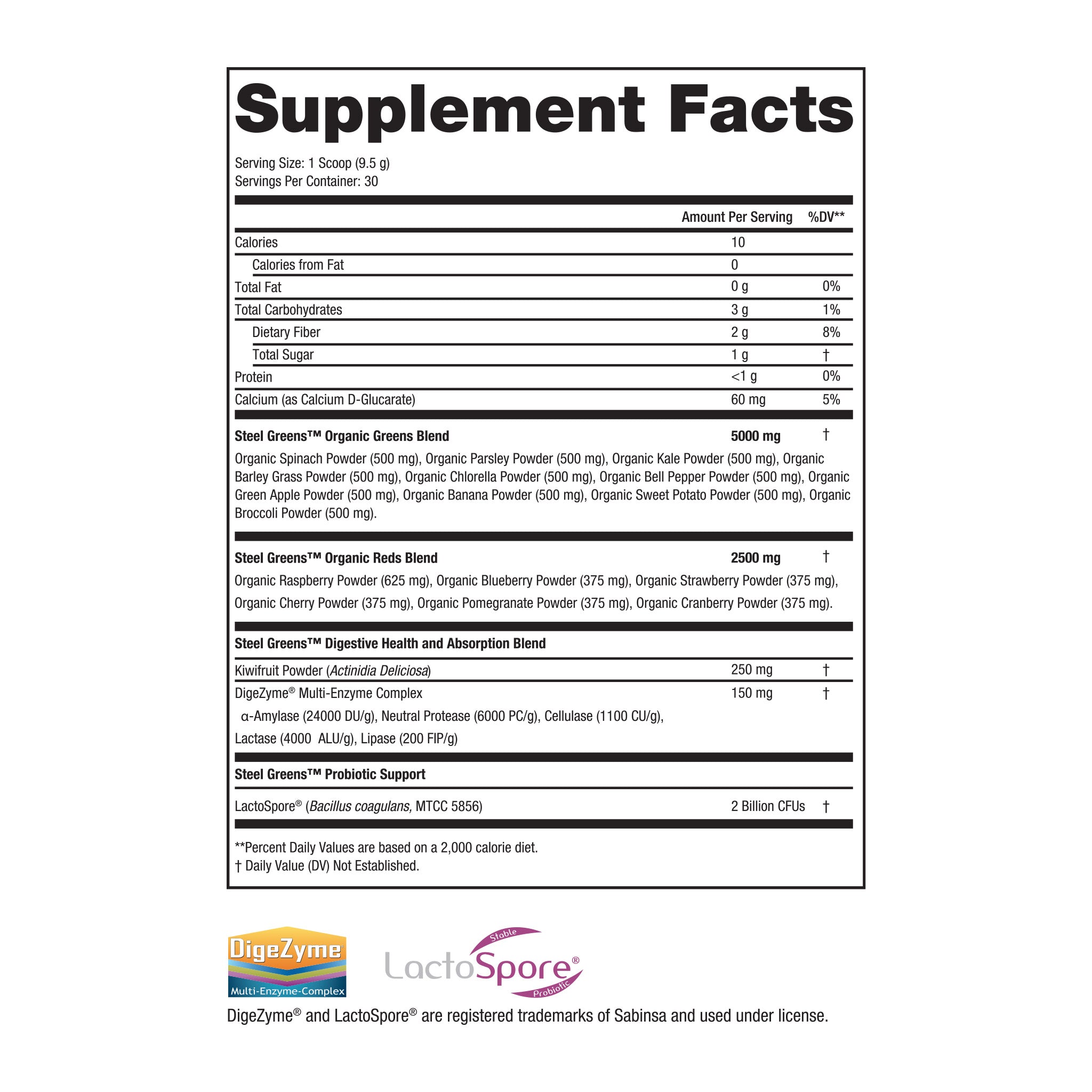steel greens superfood supplement facts