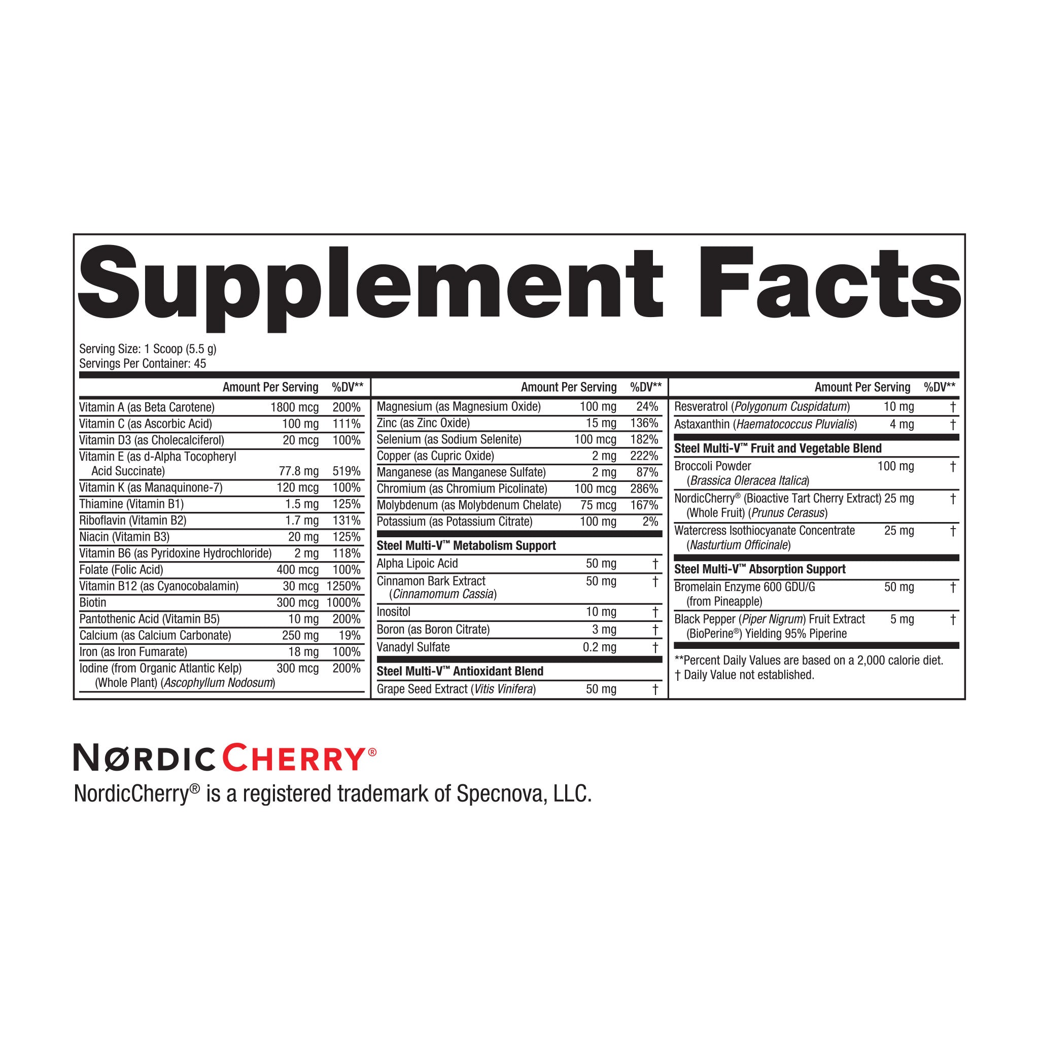 steel multi-v supplement facts