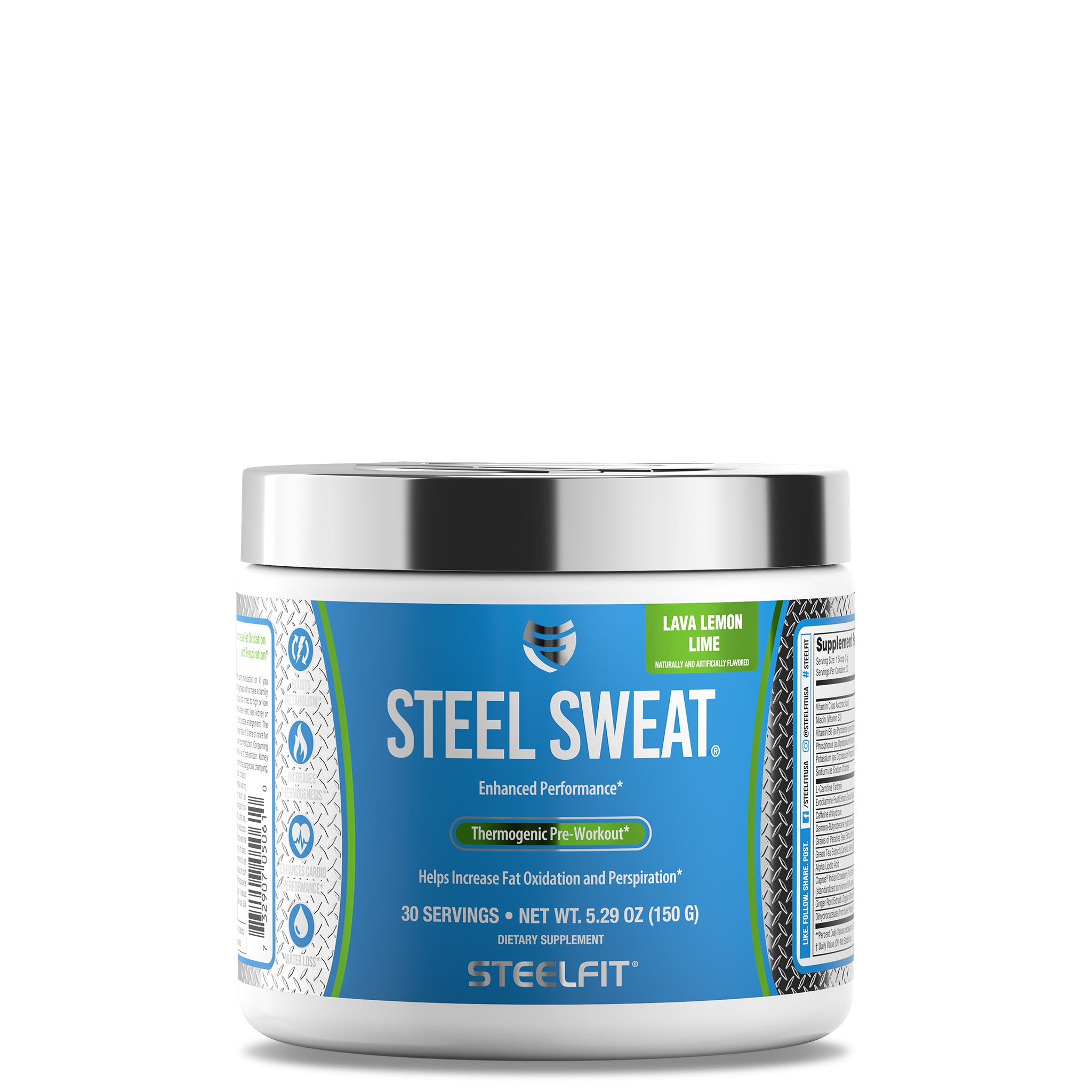 Lava Lemon & Lime thermogenic pre workout supplement by SteelFit