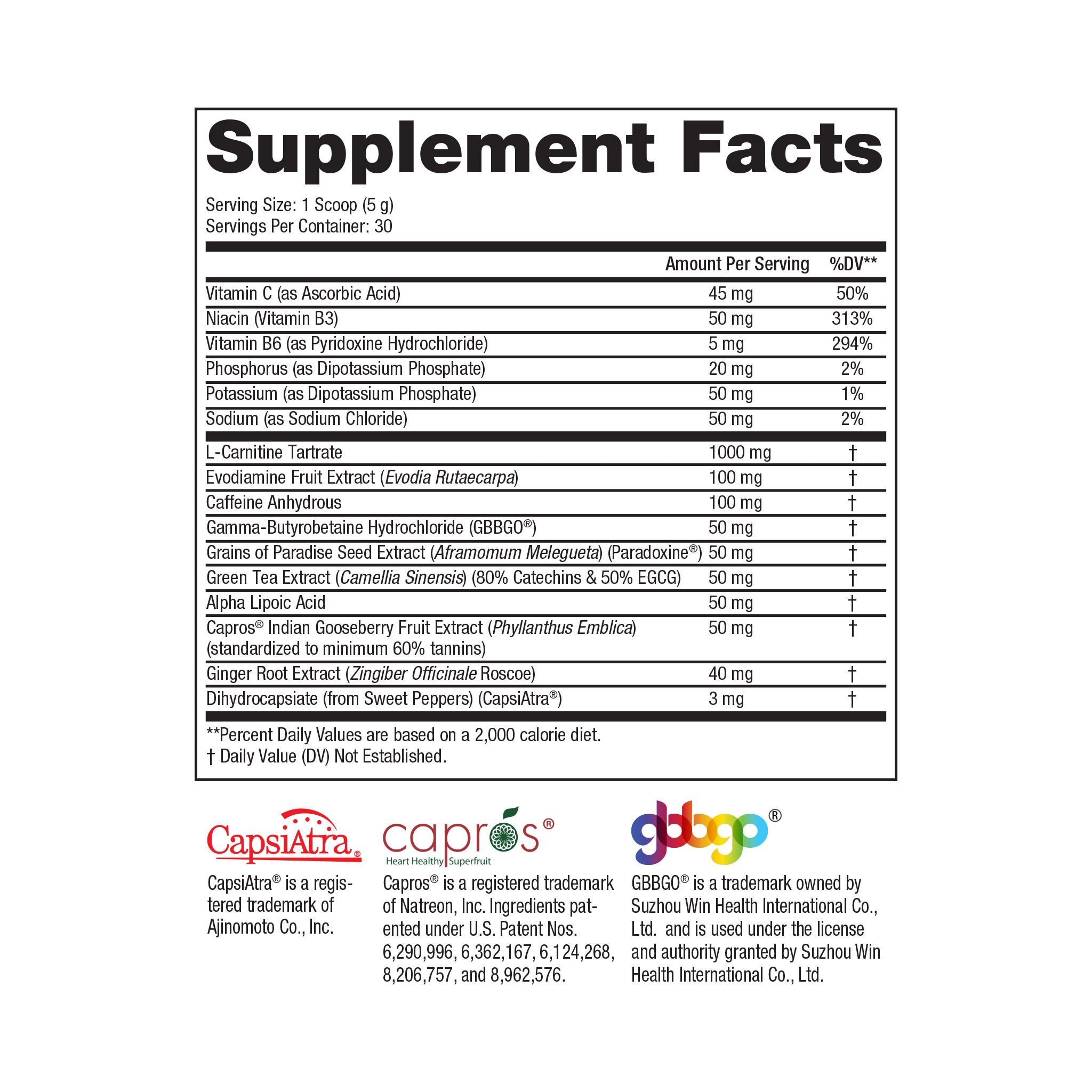 supplement facts Steel Sweat fat burning pre-workout